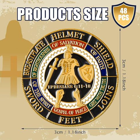 Landical Put on the Whole Armour of God Lapel Pins 1.18 Inch Gold Religious Brooches Christian Pins Bulk for Men Women in Saudi Arabia