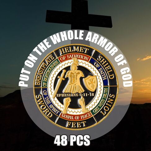 Landical Put on the Whole Armour of God Lapel Pins 1.18 Inch Gold Religious Brooches Christian Pins Bulk for Men Women in Saudi Arabia