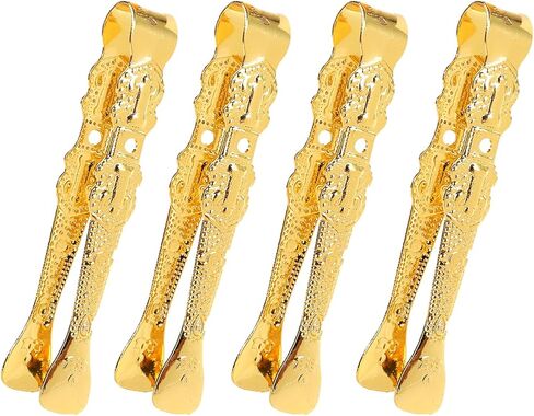 4 pcs Golden Incense Tongs, Vintage Charcoal Tongs with Floral Engraved Handle, Metal Incense Burner Clamp, Design Incense Clip (10.5CM) in Kuwait