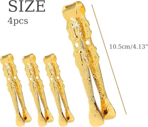4 pcs Golden Incense Tongs, Vintage Charcoal Tongs with Floral Engraved Handle, Metal Incense Burner Clamp, Design Incense Clip (10.5CM) in Kuwait