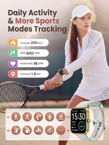 ساعة ذكية SKG 1.95 بوصة للرجال والنساء، ساعة ذكية لهواتف Android iPhone مع مكالمة بلوتوث/لعبة/آلة حاسبة/إشعارات 123+ ساعة رياضية لتتبع اللياقة البدنية مع مراقب معدل ضربات القلب SpO2 للنوم، وردي in Kuwait