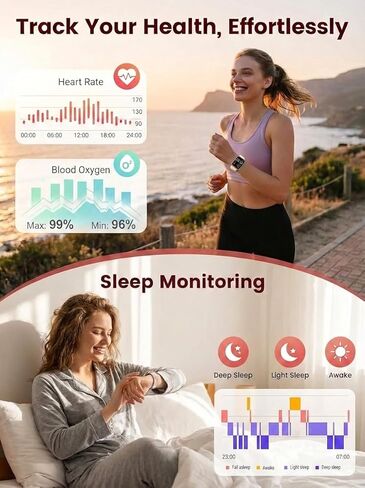 ساعة ذكية SKG 1.95 بوصة للرجال والنساء، ساعة ذكية لهواتف Android iPhone مع مكالمة بلوتوث/لعبة/آلة حاسبة/إشعارات 123+ ساعة رياضية لتتبع اللياقة البدنية مع مراقب معدل ضربات القلب SpO2 للنوم، وردي in Kuwait