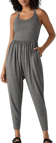 Jumpsuits for Women Backless Twisted U Neck Side Pocket Harem Casual Yoga Gym Workout Jumper One Piece Outfits in Saudi Arabia