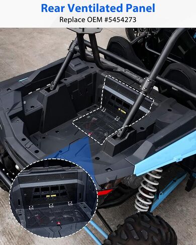 SAUTVS Vented Engine Cover for Polaris RZR XP 1000 / RZR XP Turbo 2014-2023, Aluminum Quick Release Vented Rear Bed Cover Ventilated Bed Panel(Replace OEM #5454273) in Saudi Arabia