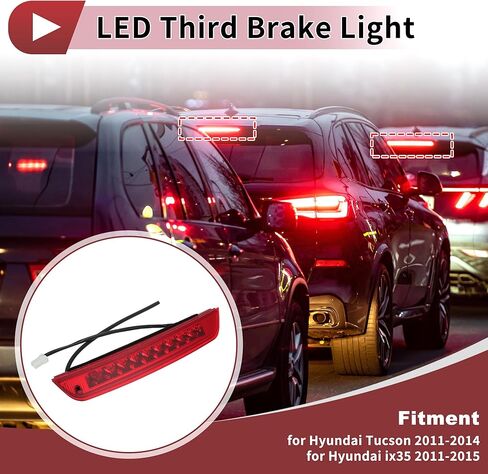 LED Third Brake Light with Harness for Hyundai Tucson 2011-2014 927002S000 Red 3rd High Mounted Stop Lamp for Hyundai Ix35 2011-2015 Rear Center High Level Brake Light 92700-2S000 in Saudi Arabia