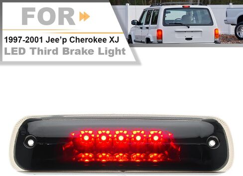 nsautolighting LED Third Brake Light for 1997 1998 1999 2000 2001 Jee'p Cherokee XJ Red LED 3rd Brake Tail Rear Center High Mount Stop Lamp Replace OEM CHMSL Smoked Lens 55155614AE in Saudi Arabia