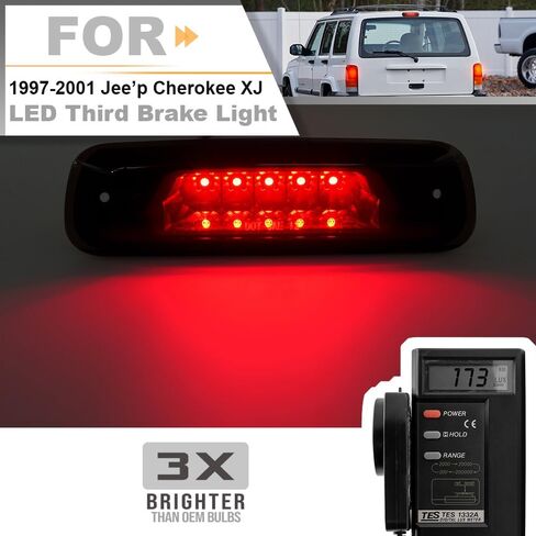 nsautolighting LED Third Brake Light for 1997 1998 1999 2000 2001 Jee'p Cherokee XJ Red LED 3rd Brake Tail Rear Center High Mount Stop Lamp Replace OEM CHMSL Smoked Lens 55155614AE in Saudi Arabia