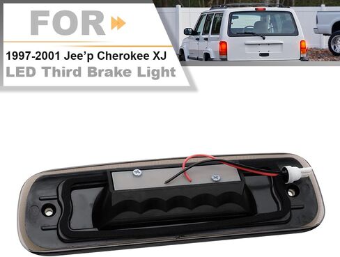 nsautolighting LED Third Brake Light for 1997 1998 1999 2000 2001 Jee'p Cherokee XJ Red LED 3rd Brake Tail Rear Center High Mount Stop Lamp Replace OEM CHMSL Smoked Lens 55155614AE in Saudi Arabia