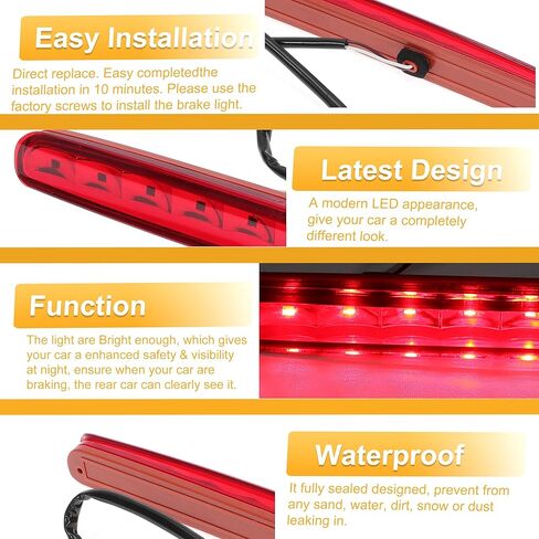 Third Brake Stop Light No.68140780AA Car Auxiliary Brake Lamp High Level Brake Light for Fiat 500 2012-2019 ABS Red 1 Pcs in Saudi Arabia