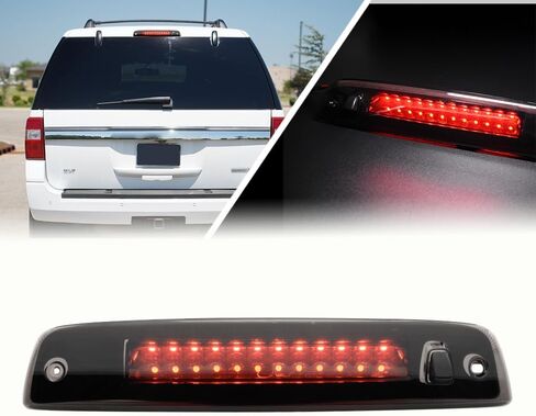 ضوء الفرامل الثالث LED لـ 2003-2017 Ford Expedition Lincoln Navigator أحمر LED ضوء الفرامل الثالث الذيل الخلفي مركز ارتفاع جبل إيقاف المصباح استبدال عدسة OEM CHMSL المدخنة in Kuwait