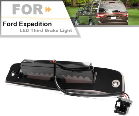 ضوء الفرامل الثالث LED لـ 2003-2017 Ford Expedition Lincoln Navigator أحمر LED ضوء الفرامل الثالث الذيل الخلفي مركز ارتفاع جبل إيقاف المصباح استبدال عدسة OEM CHMSL المدخنة in Kuwait