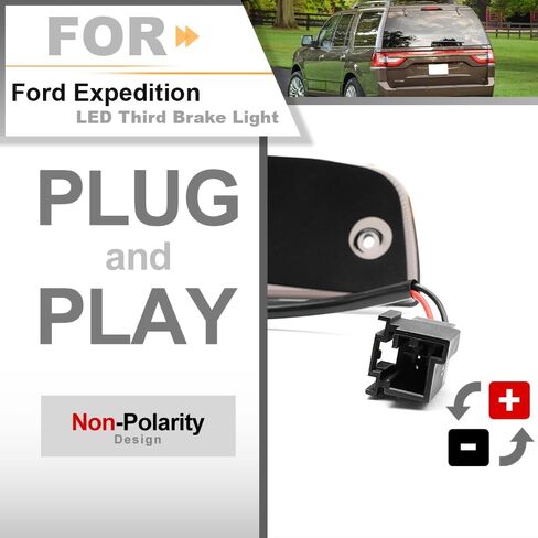 ضوء الفرامل الثالث LED لـ 2003-2017 Ford Expedition Lincoln Navigator أحمر LED ضوء الفرامل الثالث الذيل الخلفي مركز ارتفاع جبل إيقاف المصباح استبدال عدسة OEM CHMSL المدخنة in Kuwait