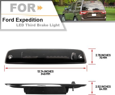 ضوء الفرامل الثالث LED لـ 2003-2017 Ford Expedition Lincoln Navigator أحمر LED ضوء الفرامل الثالث الذيل الخلفي مركز ارتفاع جبل إيقاف المصباح استبدال عدسة OEM CHMSL المدخنة in Kuwait