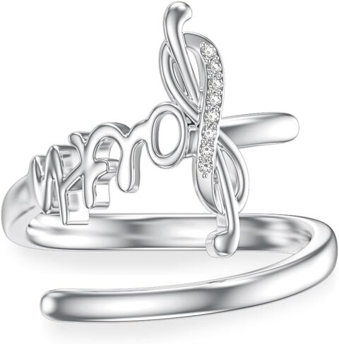 Diamond Faith Cross Ring for Women 925 Sterling Silver Faith Open Rings with Lab Grown Diamond Jewelry Gifts for Her in Saudi Arabia