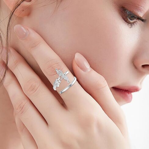 Diamond Faith Cross Ring for Women 925 Sterling Silver Faith Open Rings with Lab Grown Diamond Jewelry Gifts for Her in Saudi Arabia