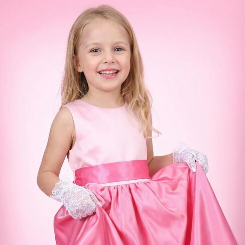 Lusofie Lace White Gloves Kids for Girls First Communion - White Lace Princess Gloves for Tea Party Wedding Pageant & Cosplay in Kuwait