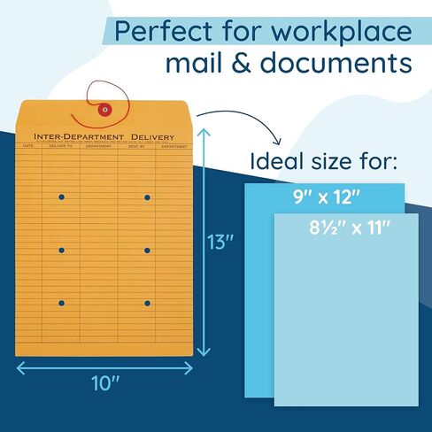 Blue Summit Inter-Department Envelopes, String Tie, Brown Kraft, 10 x 13 Inches – 100 Envelopes in Kuwait