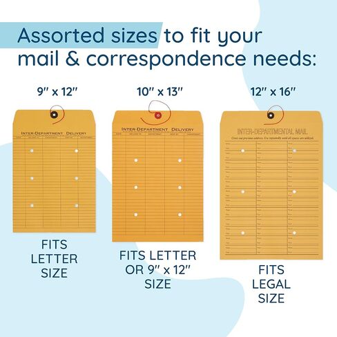 Blue Summit Inter-Department Envelopes, String Tie, Brown Kraft, 10 x 13 Inches – 100 Envelopes in Kuwait