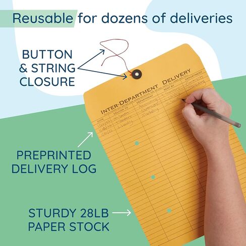 Blue Summit Inter-Department Envelopes, String Tie, Brown Kraft, 10 x 13 Inches – 100 Envelopes in Kuwait