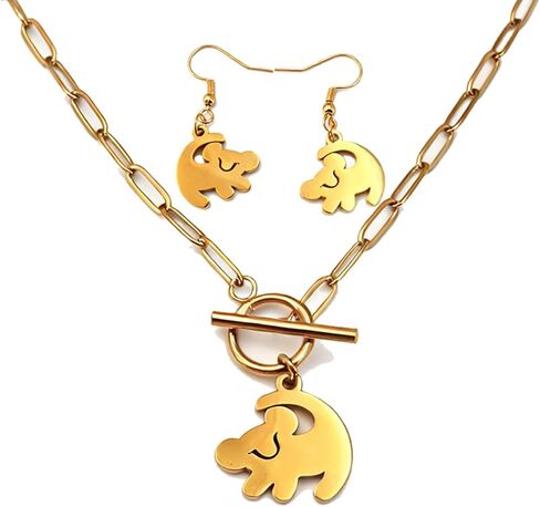 Lion Necklace Dainty Lion Lover Bracelet Earrings Animal Kingdom Gift Valentine's Jewelry in Saudi Arabia