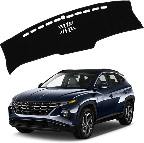 حصيرة لوحة القيادة المُحدثة لسيارة Hyundai Tucson 2022-2024 (تناسب فقط مجموعة رقمية مقاس 10.25 بوصة) حصيرة لوحة القيادة من البوليستر غطاء عاكس للزجاج الأمامي مانع للانزلاق ملحق داخلي باللون الأسود in Kuwait