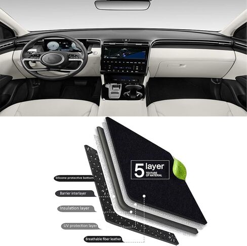 حصيرة لوحة القيادة المُحدثة لسيارة Hyundai Tucson 2022-2024 (تناسب فقط مجموعة رقمية مقاس 10.25 بوصة) حصيرة لوحة القيادة من البوليستر غطاء عاكس للزجاج الأمامي مانع للانزلاق ملحق داخلي باللون الأسود in Kuwait