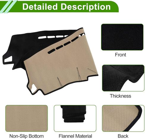 Dashboard Cover for Hyundai Elantra 2007-2010 Dash Cover Mat Carpet Center Console Dash Cover Mat Car Interior Anti-Slip Flannel Black 1 Pc in Saudi Arabia