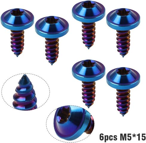 Cnthan7 M5*15mm Bolts Self Tapping Tapper Screws Fastener Modified Truss Torx Head 6pcs for Ducati for Harley for HONDA for BMW Titanium Alloy Burn blue in Saudi Arabia