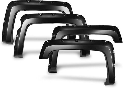 Fender Flares, Compatible with 2014-2018 Chevy Silverado 1500 Short Bed Model, Black PP - Polypropylene Pocket Rivet Style Fender Flares Protector, Mud Guards in Saudi Arabia