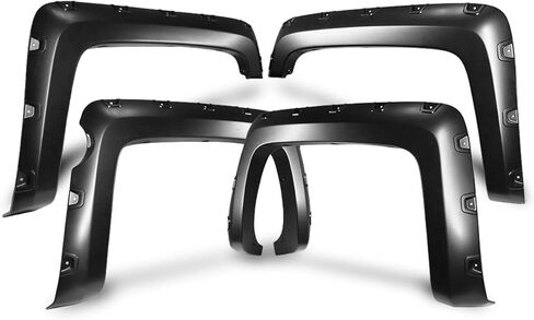 Fender Flares, Compatible with 2014-2018 Chevy Silverado 1500 Short Bed Model, Black PP - Polypropylene Pocket Rivet Style Fender Flares Protector, Mud Guards in Saudi Arabia
