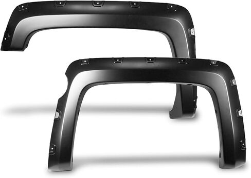 Fender Flares, Compatible with 2014-2018 Chevy Silverado 1500 Short Bed Model, Black PP - Polypropylene Pocket Rivet Style Fender Flares Protector, Mud Guards in Saudi Arabia