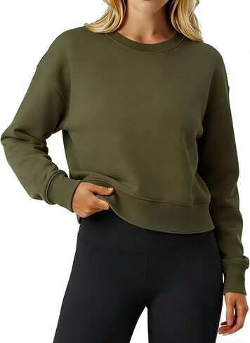 MAPICK المرأة اقتصاص تجريب البلوز المتضخم Crewneck كم طويل خفيف الوزن كنزة صوفية قطنية كاجوال Athleisure in Kuwait