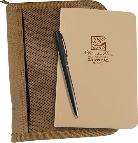 Rite in the Rain Weatherproof Battle Board Tactical Field Kit: Tan Cordura® Fabric Cover, 4.625" x 7.25" Tan Tactical Notebook, and Weatherproof Pen (No. BB980T-KITL) in Saudi Arabia