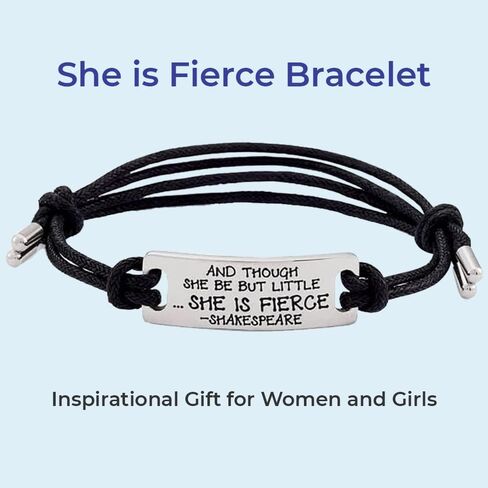 SAGEFINDS She is Fierce Bracelet | Stainless Steel | Inspirational Gift for Women | Engraved Motivational Message in Saudi Arabia