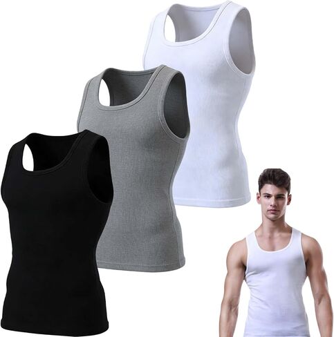 Premium Ultra-Soft Cotton Fitted Tank 3 Packs for Men & Women – Breathable Stretchy Casual Undershirts, for Everyday in Saudi Arabia
