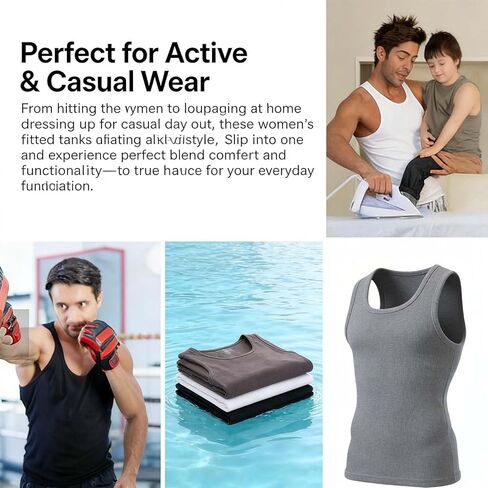 Premium Ultra-Soft Cotton Fitted Tank 3 Packs for Men & Women – Breathable Stretchy Casual Undershirts, for Everyday in Saudi Arabia