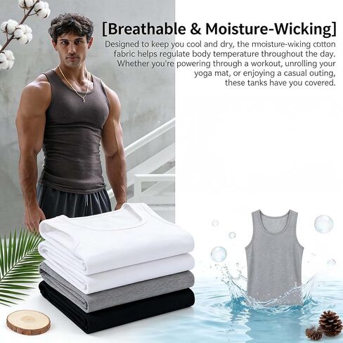 Premium Ultra-Soft Cotton Fitted Tank 3 Packs for Men & Women – Breathable Stretchy Casual Undershirts, for Everyday in Saudi Arabia