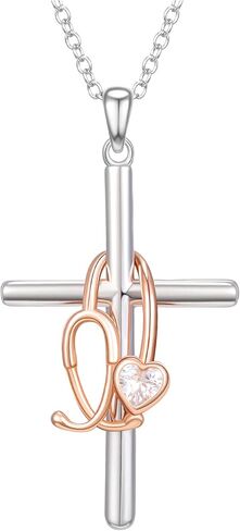 NORBU Sterling Silver Nurse Necklace for Women, Essentials Gifts for Nurse/Doctor/Medical Assistant/Medical Student RN, Nurses Week Gift Graduation Presents for Nurses Appreciation Gift in Saudi Arabia