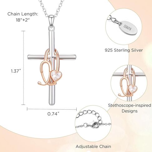 NORBU Sterling Silver Nurse Necklace for Women, Essentials Gifts for Nurse/Doctor/Medical Assistant/Medical Student RN, Nurses Week Gift Graduation Presents for Nurses Appreciation Gift in Saudi Arabia