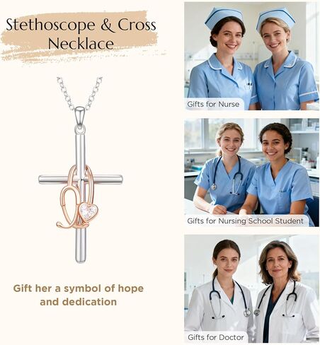 NORBU Sterling Silver Nurse Necklace for Women, Essentials Gifts for Nurse/Doctor/Medical Assistant/Medical Student RN, Nurses Week Gift Graduation Presents for Nurses Appreciation Gift in Saudi Arabia