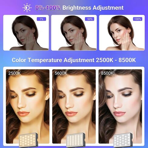 JJC Magnetic RGB LED Video Light for Sony ZV-1F ZV1F ZV-1 ZV1 ZV-E10 A7C II A7CR A6000, Canon EOS R50 R100, Nikon Z30 Z50 Camera, for Smartphone Vlog, 24 Scene Modes, 2600mAh/2500K-8500K/Rechargeable in Kuwait