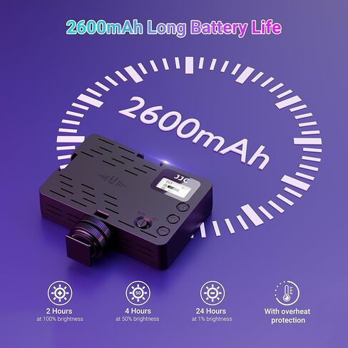 JJC Magnetic RGB LED Video Light for Sony ZV-1F ZV1F ZV-1 ZV1 ZV-E10 A7C II A7CR A6000, Canon EOS R50 R100, Nikon Z30 Z50 Camera, for Smartphone Vlog, 24 Scene Modes, 2600mAh/2500K-8500K/Rechargeable in Kuwait