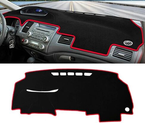 Car Dashboard Cover Anti-Scratch Dash Cover Interior Dash Covers - for Honda Civic 8th 2006 2007 2008 2009 2010 2011, A Red Side in Saudi Arabia