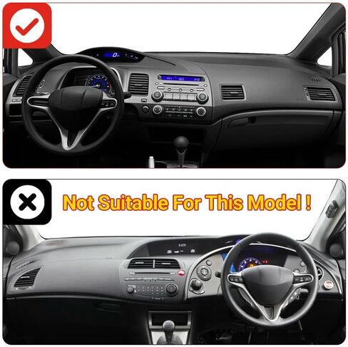Car Dashboard Cover Anti-Scratch Dash Cover Interior Dash Covers - for Honda Civic 8th 2006 2007 2008 2009 2010 2011, A Red Side in Saudi Arabia