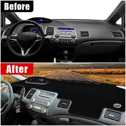 Car Dashboard Cover Anti-Scratch Dash Cover Interior Dash Covers - for Honda Civic 8th 2006 2007 2008 2009 2010 2011, A Red Side in Saudi Arabia