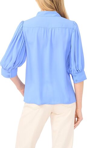 CeCe Women's Elbow Sleeve Open Collar Hidden Placket Top in Saudi Arabia