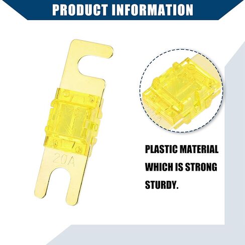 Mini ANL Fuses 20A / Audio CD Fuse for Car Motorcycle Boat/Durable Plastic Metal / 5 Pcs Gold Tone Yellow in Saudi Arabia