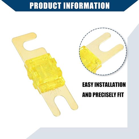 Mini ANL Fuses 20A / Audio CD Fuse for Car Motorcycle Boat/Durable Plastic Metal / 5 Pcs Gold Tone Yellow in Saudi Arabia