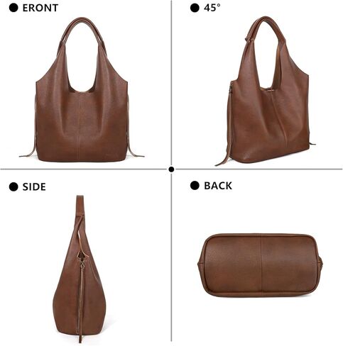 حقيبة هوبو من الجلد الطبيعي للنساء، محفظة كبيرة للاستخدام اليومي، حقيبة كتف كبيرة الحجم على شكل هلال، حقيبة يد عمل كاجوال بنية عتيقة، خفيفة الوزن وواسعة in Kuwait