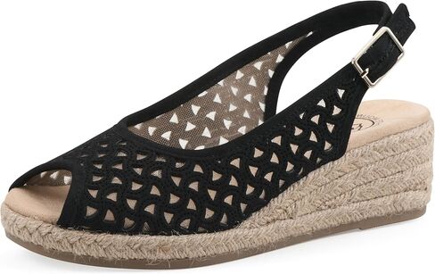 White Mountain Women's Maize II Perforated Slingback Espadrille Wedge Sandal in Saudi Arabia